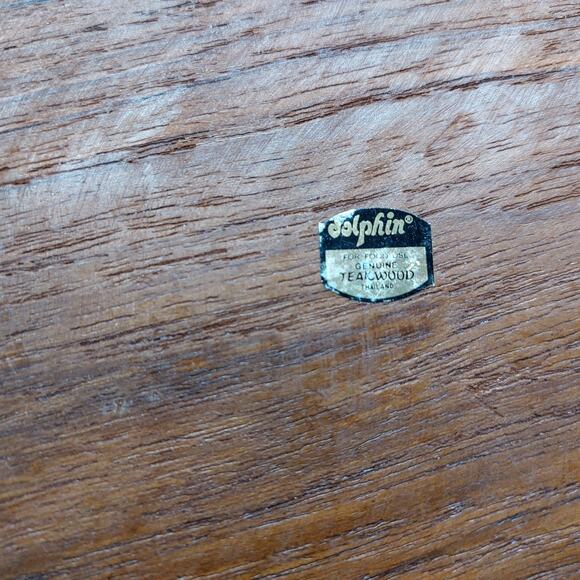 Teakwood  Cheese Server w/Dome Handcrafted Dolphin Style 79/2 Vintage EUC In Box - Picture 7 of 9